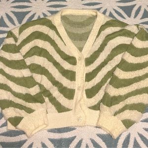 Plus Wave Striped Drop Shoulder Cardigan